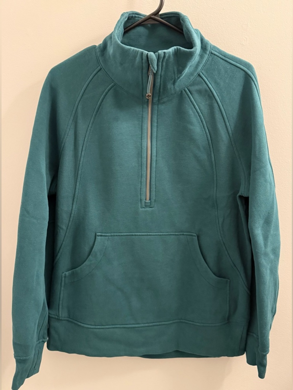Lululemon | Storm Teal Green Scuba Oversized Funnel Half-Zip Pullover Sweatshirt - Picture 2 of 8